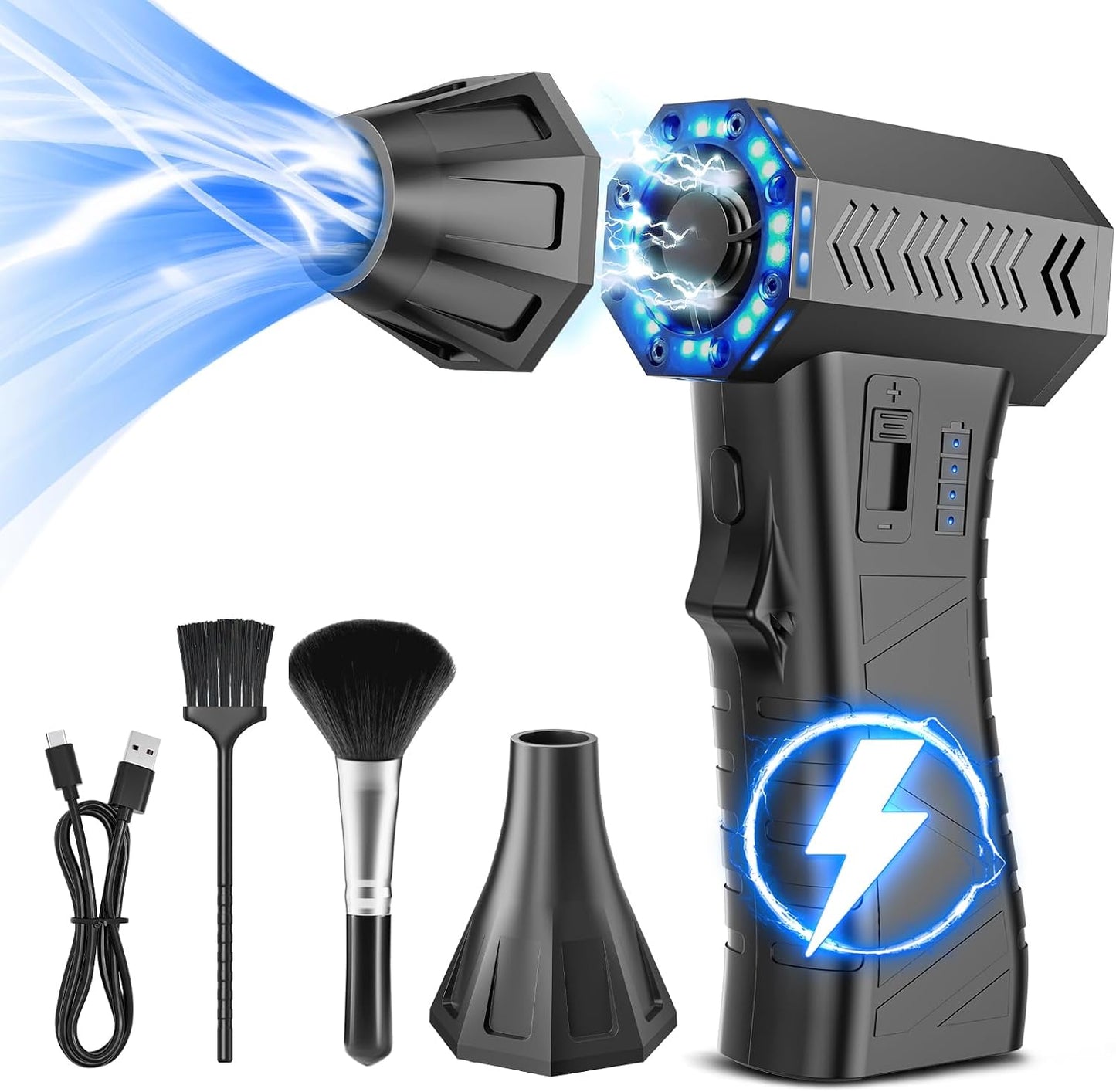Compressed Air Duster - 300000RPM Super Power Electric Air Duster | Variable Speed Compressed Air, 8000mAh Battery Canned Air, Mini Cordless Air Blower for Home/Keybaord/PC/Computer/Car