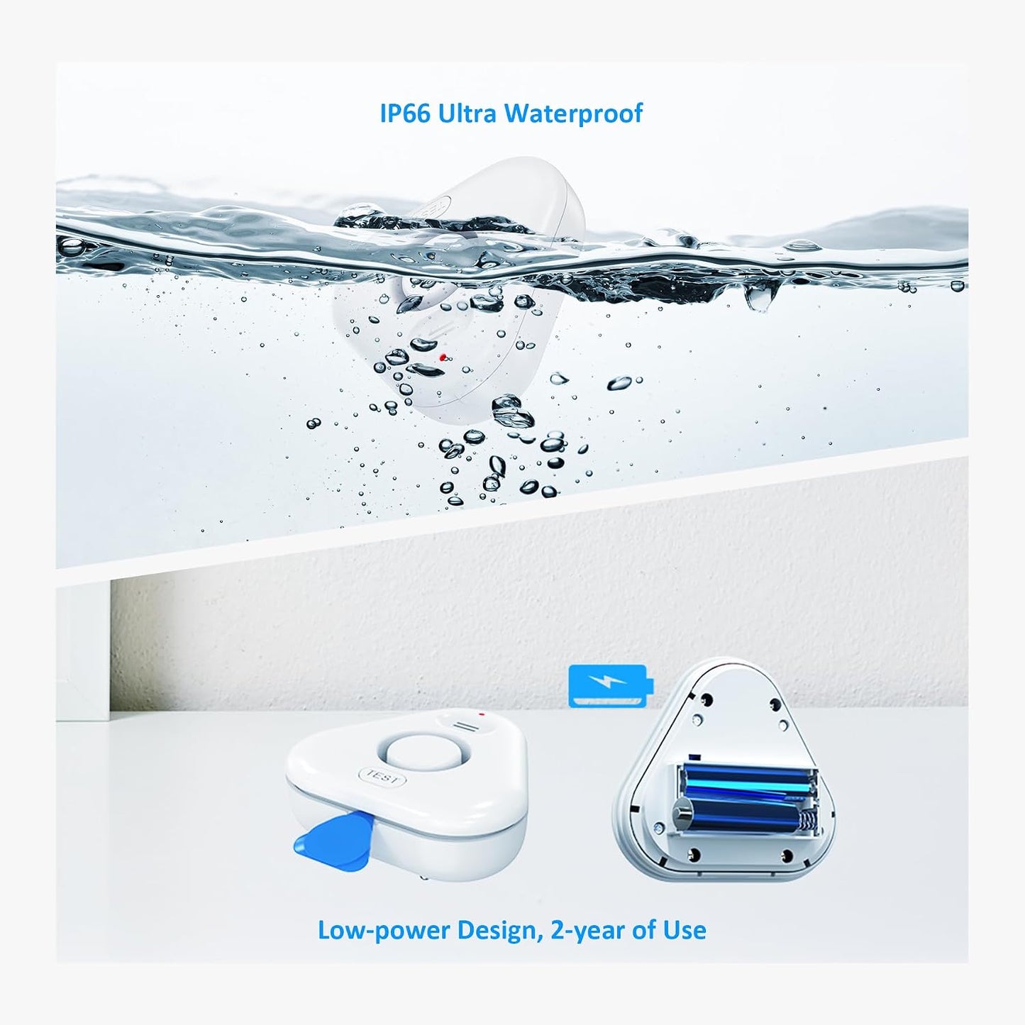3 Pack Water Leak Detectors for Home, 4 Levels Adjustable Audio 0-120dB Water Sensor Alarm Leak Detector, IP66 Water Leakage Detection Device for Home Basements Bathroom Kitchen Toilet Laundry