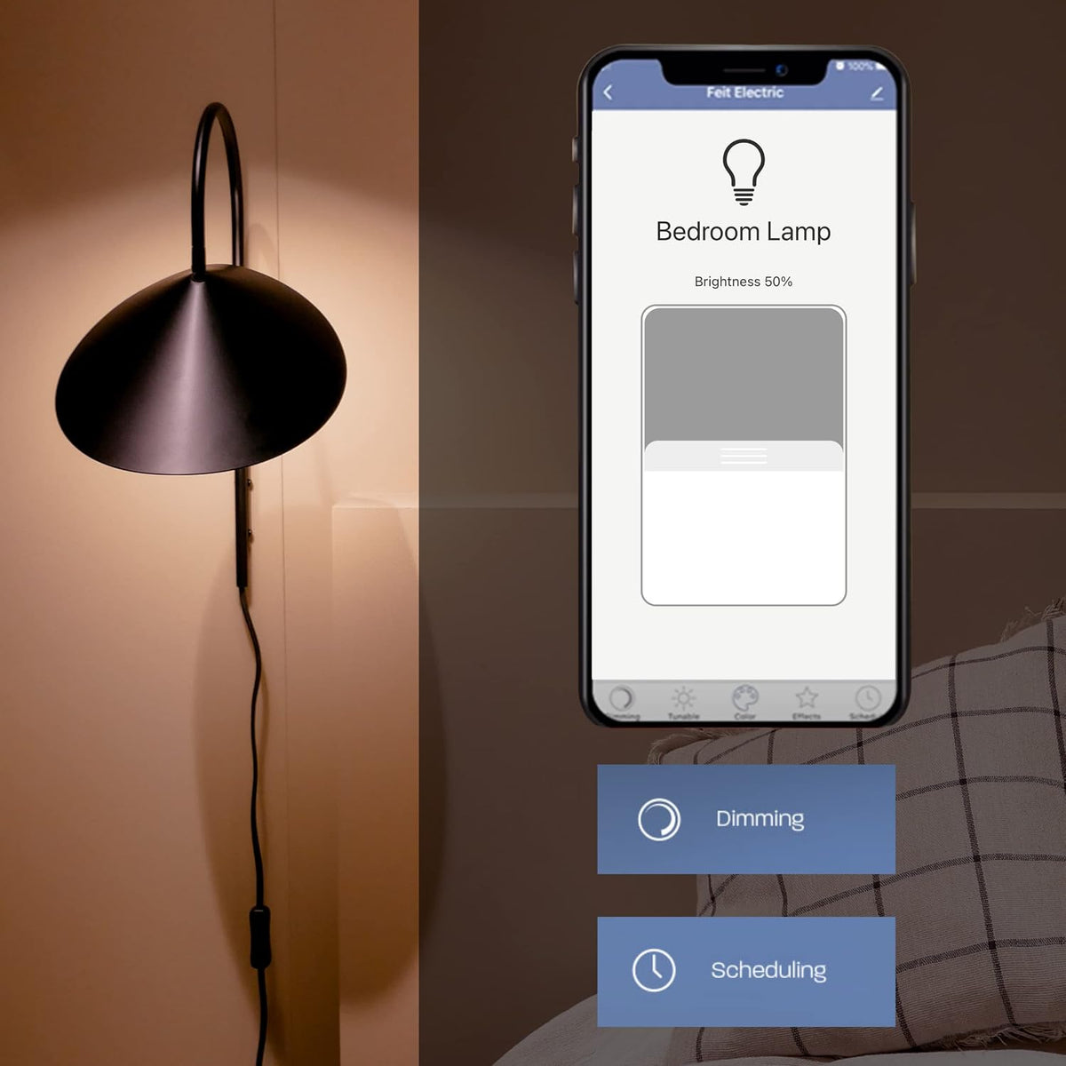 Feit Electric Smart Light Bulbs, A19 RGBW Color Changing - 60W Eq - 3 Pack