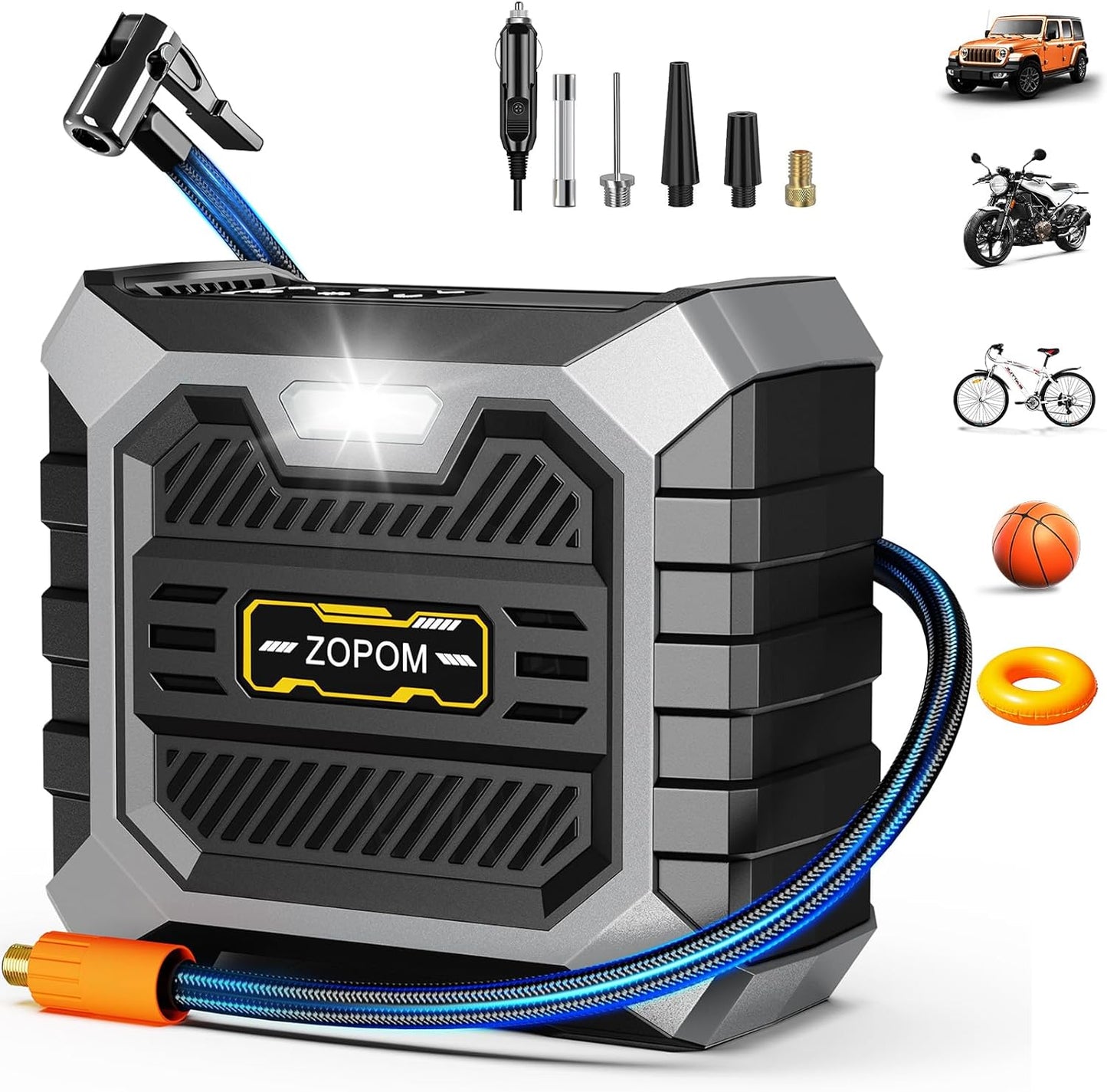 ZOPOM Tire Inflator Portable Air Compressor DC 12V Air Compressor Portable with Digital Pressure Gauge Air Pump for Car Tires - Car Accessories Bike, Motor