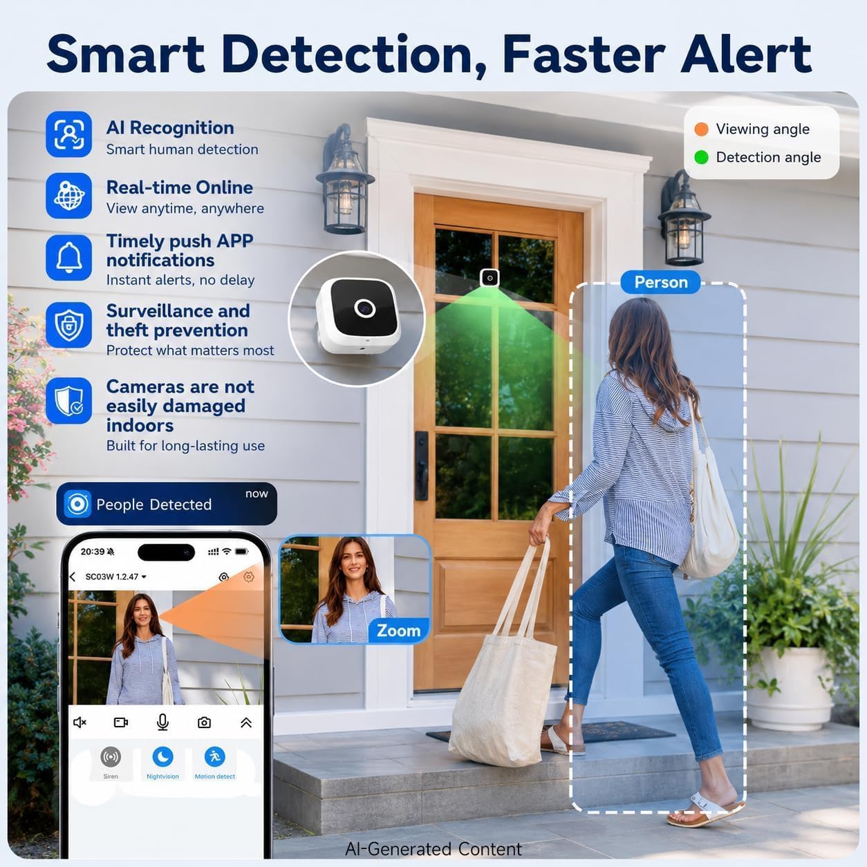 SOIADV 2.5K Window Camera Wireless,No-Drill Install,2.4GHz & 5GHz WiFi Indoor Cameras for Home Security,AI Human Detection, 6s Pre-Roll, Battery Powered,4MP Color Night Vision,SD/Cloud