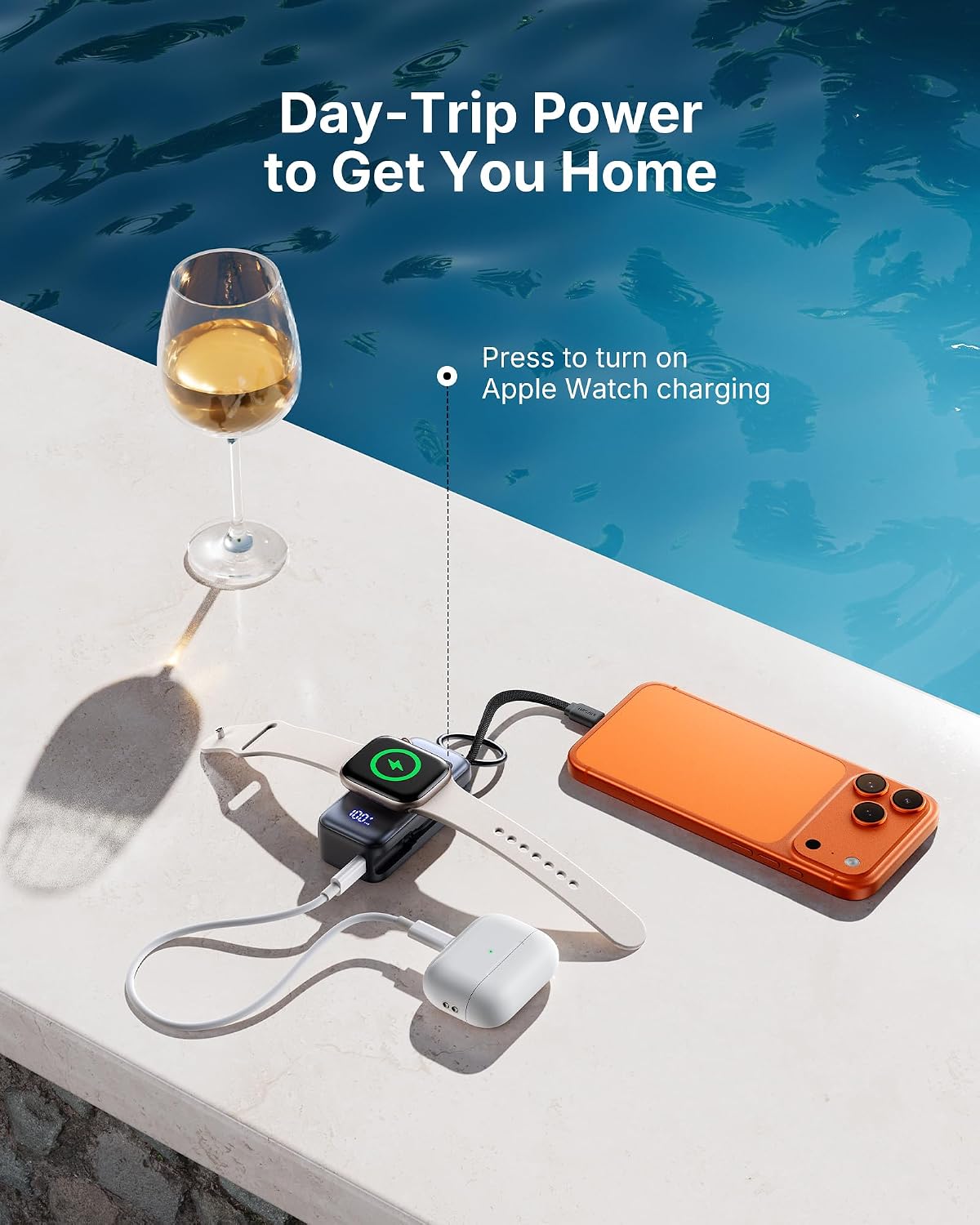 INIU 20W SnapGo Portable Charger, 5000mAh Mini Power Bank for Apple Watch | 20W Fast Charging, Travel Keychain, Built-in USB-C Cable, Flight-Safe, Battery Pack for Apple Watch, iPhone 17 etc