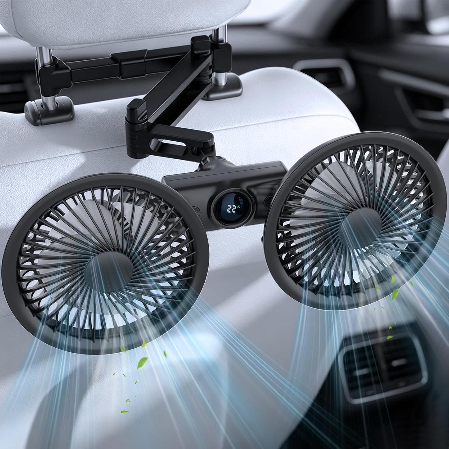 Car Seat Fan for Driver & Backseat - 2026 Upgraded Mini Portable USB Back Cooling Fan Kids Baby Quiet headrest Neck Fan Accessories with 3 Adjustable Wind Speeds for Almost Vehicle Jeep Van RV Truck