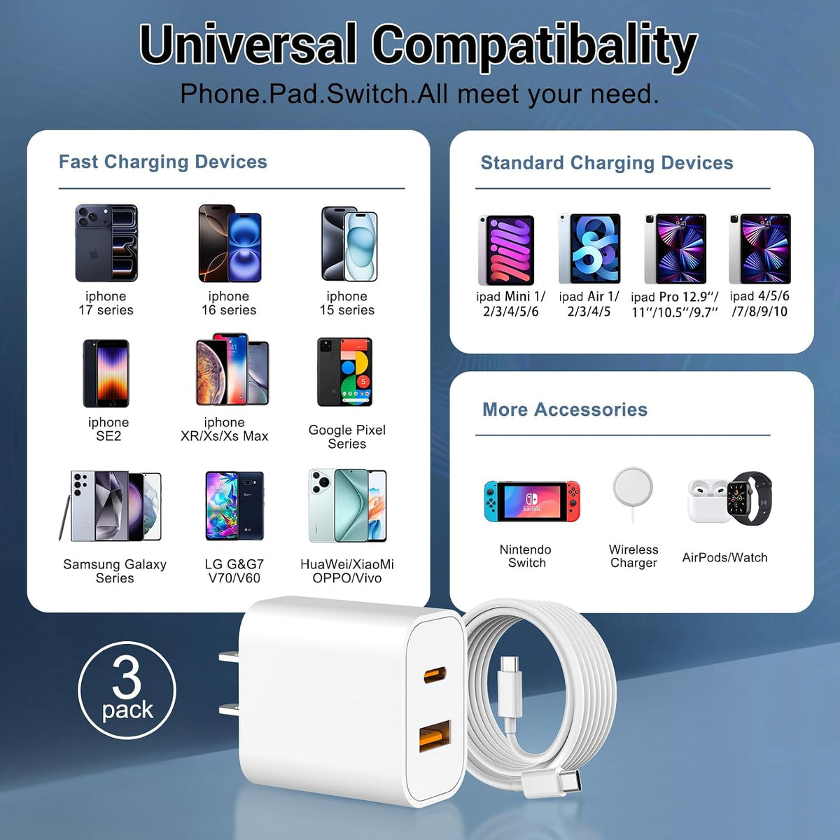 iPhone 18 17 16 15 Charger Fast Charging Type C Charger USB C Chargers