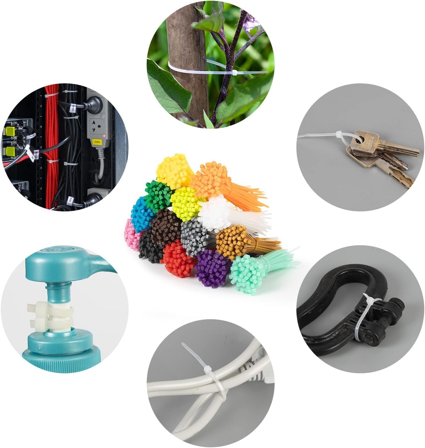 XINGO 1400 PCS Colored Zip Ties 8 Inch, Multicolor Zip Ties, Mix Packed 14 Color Plastic Wire Ties Assortment for Home Office Garden Garage and Workshop