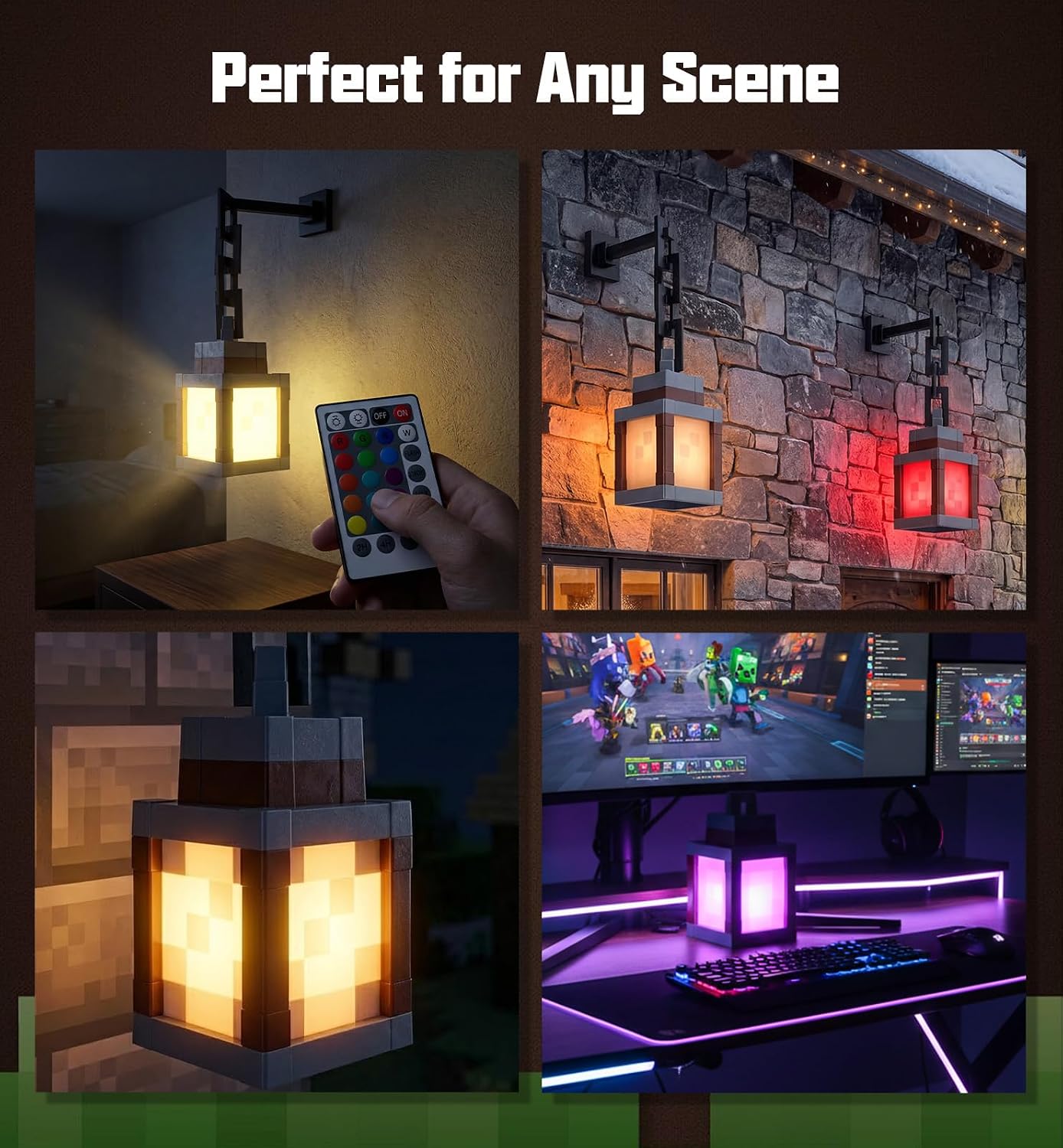 Pixelated Lantern Night Light with Timer 16 Color RGB Pixel Lantern Lamp Rechargeable Retro Pixel Decor Light with Remote & Touch Control, Hanging or Tabletop for Bedroom Desk Gaming Room Decor Gift