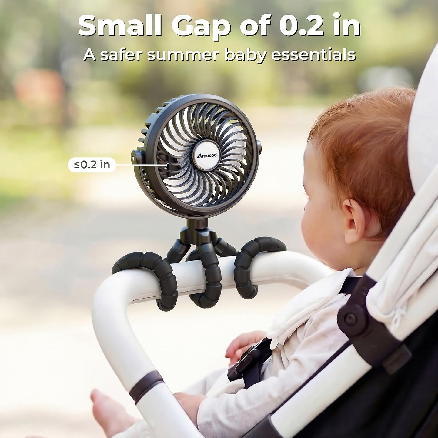 AMACOOL Battery Operated Stroller Fan, Portable Clip On Fan Rechargeable | Baby Travel Essentials for Beach Disney, Newborn Boy & Girl Gifts Registry Search, Cooling for Car Seat Wagon Crib Treadmill