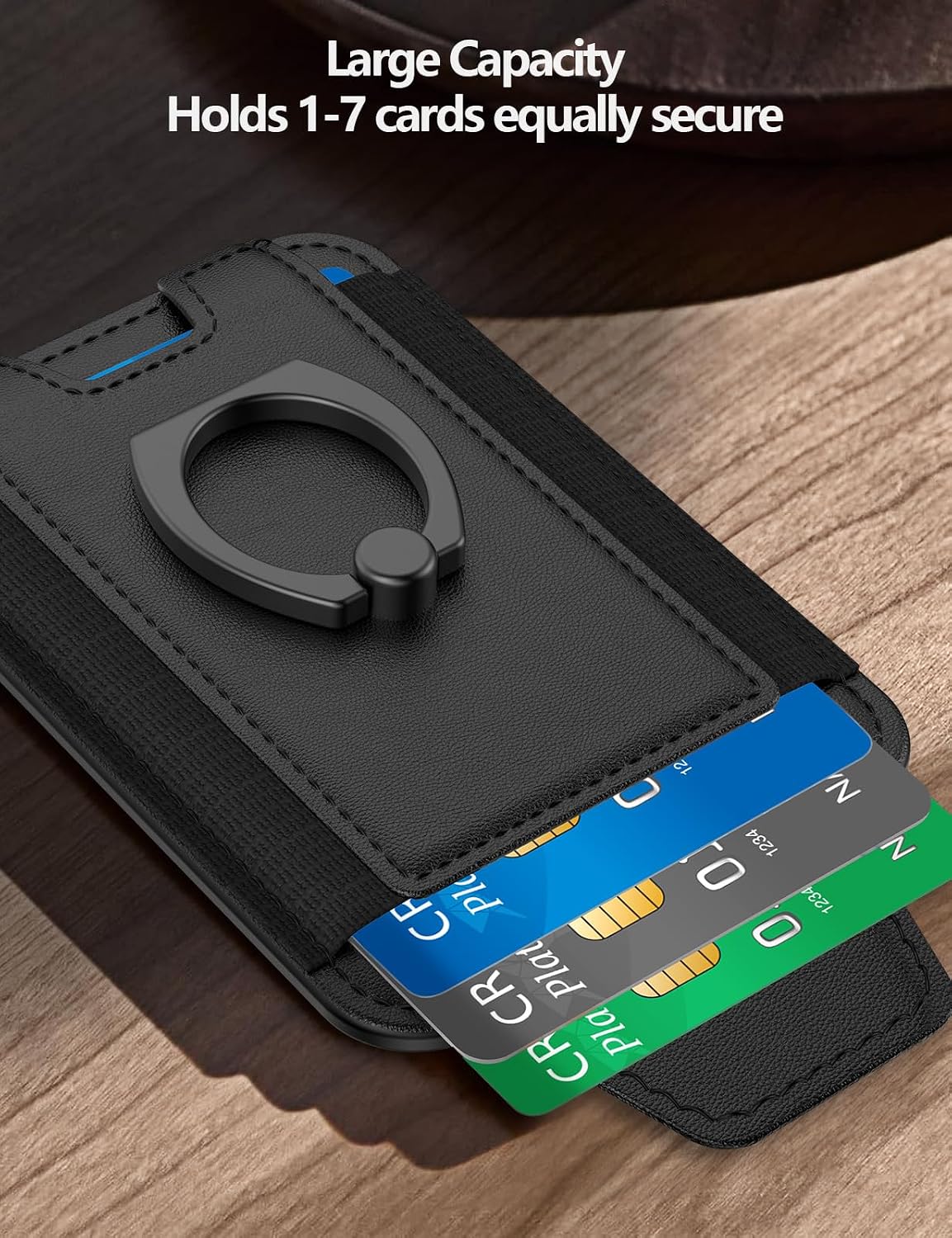 for Magsafe Wallet with Grip, 6-Card Holder; Stronger Magnetic Phone Wallet | Magnetic Card Wallet Holder for iPhone 17/16/15/14/13/12 Series, Privacy Flap, RFID Blocking, Black