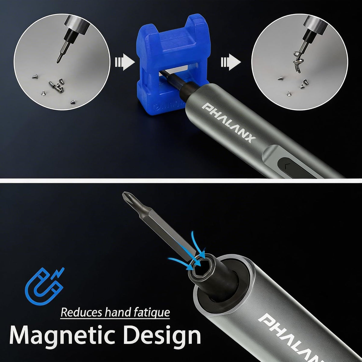 28-in-1 Electric Precision Screwdriver Repair Kit, Cordless, Grey | Type-C Rechargeable Power Tool, S2 Steel Bits, for Phone PC Electronics