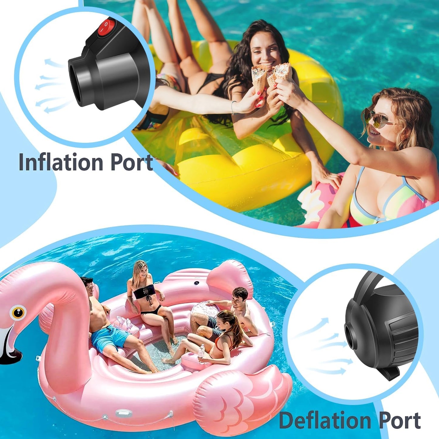 600W Electric Air Pump for Inflatable Gymnastics Mat | 110-120V AC Air Mattress Quick Fill Inflator Deflator Pump, Portable for Pool Floats/Air Bed/Gymnastics/Gym,4 Nozzles