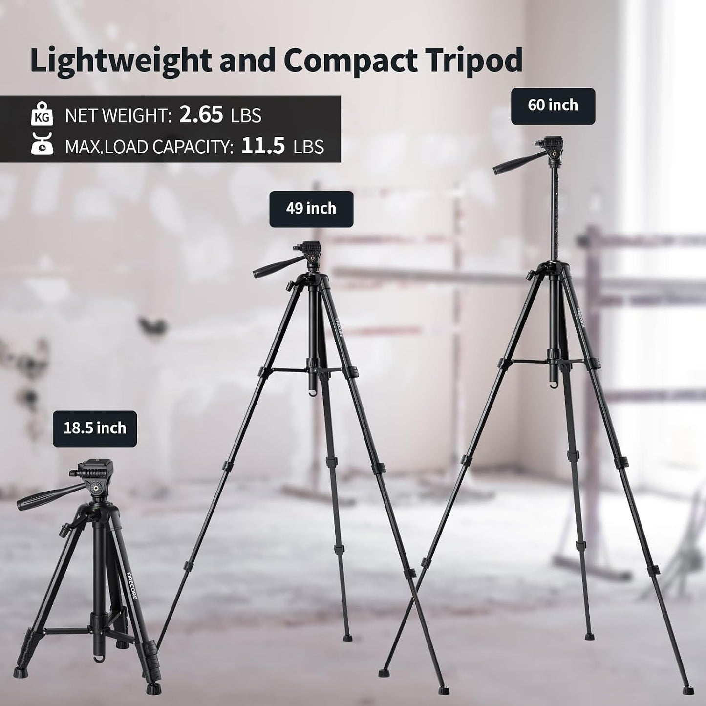Firecore 360° Laser Level with Tripod, 100Ft Self Leveling Laser Level Green Cross Line Laser Leveler Tool for Picture Hanging Wall Tile Floor Construction, 60" Compact Tripod & Carry Pouch Included