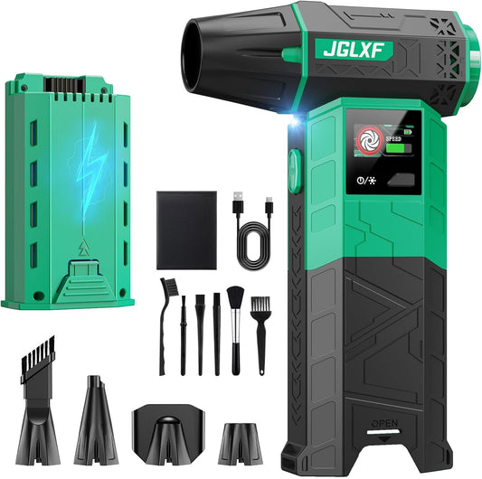 Electric Air Duster Upgraded, 130000RPM Gear Adjustable Compressed Air Duster, 4000mAh Removable Battery, Cordless Air Blower Electric Cleaner Kit for PC/Keyboard/Car, Replaces Compressed Air Cans