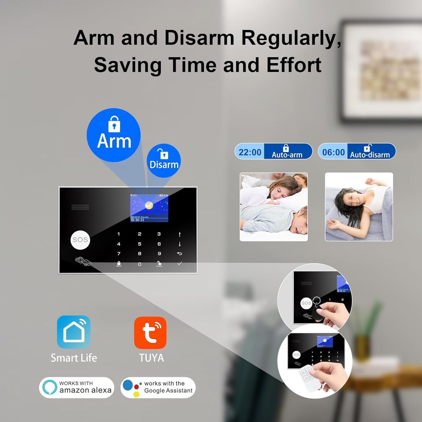 Wireless Home Alarm System, 13pcs GSM SMS 2G WiFi Full Burglar Alarm System, Siren Alarm with PIR, Door Window Sensor, Camera, Remote Control for Apartment, Garage, Office