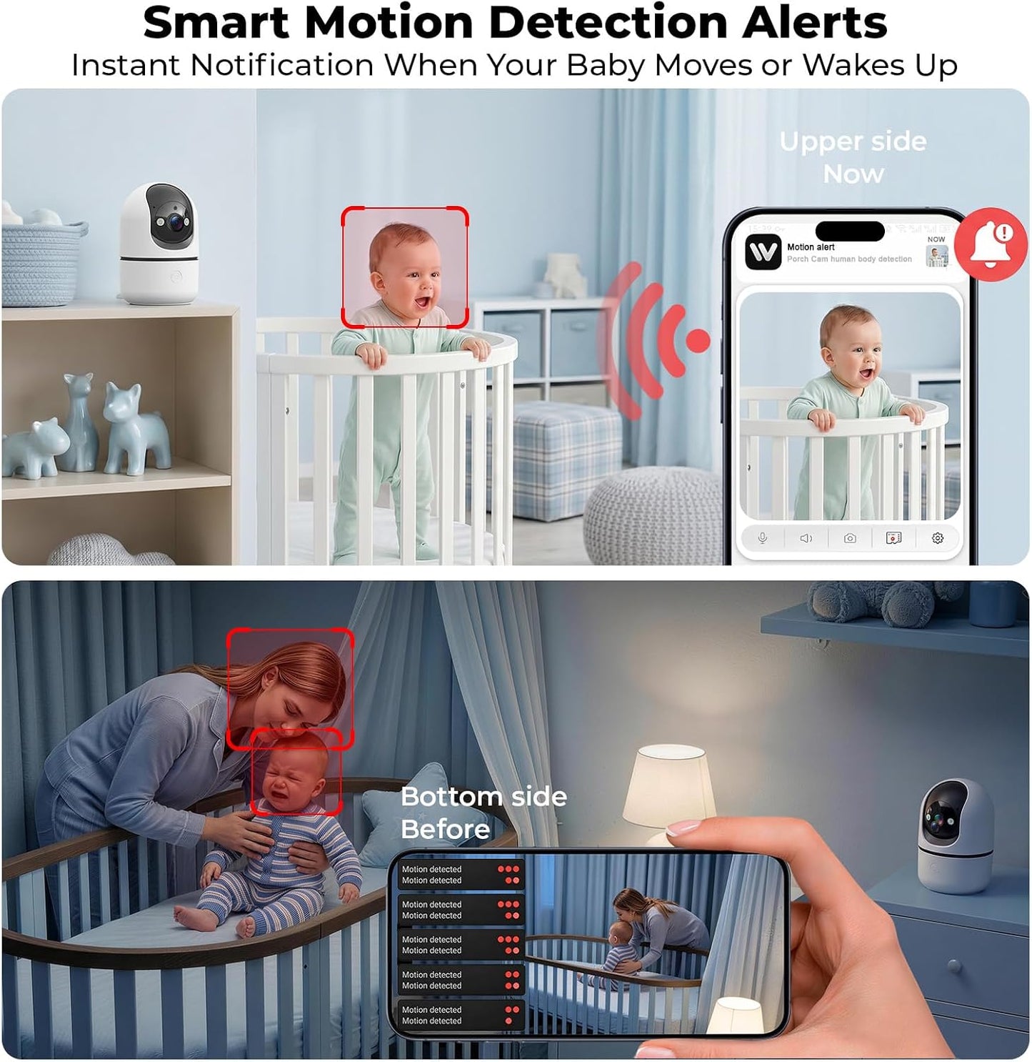GBIUT Indoor Camera 5G&2.4G WiFi Cameras for Home Security Instant 911 Alert, 360° Pan/Tilt Baby Monitor/Dog/Pet Camera AI Motion Detection Night Vision, Speaker, US Cloud Storage (2-Pack)