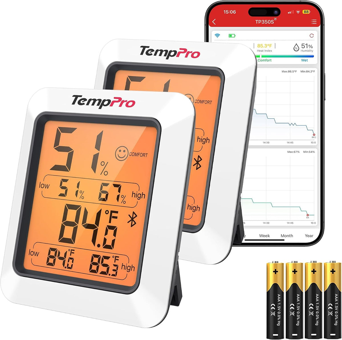 TempPro TempAir Bluetooth Hygrometer Thermometer for Greenhouse Up to 260ft