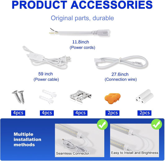 AQIQUUT 3FT Lights 36W 6500K 5000LM Daylight,Foot Led Shop Lights 110V Linkable Clear Cover Integrated V-Shape for Shop Garage Warehouse Workshop Commercial Bay Lighting(2-Pack)