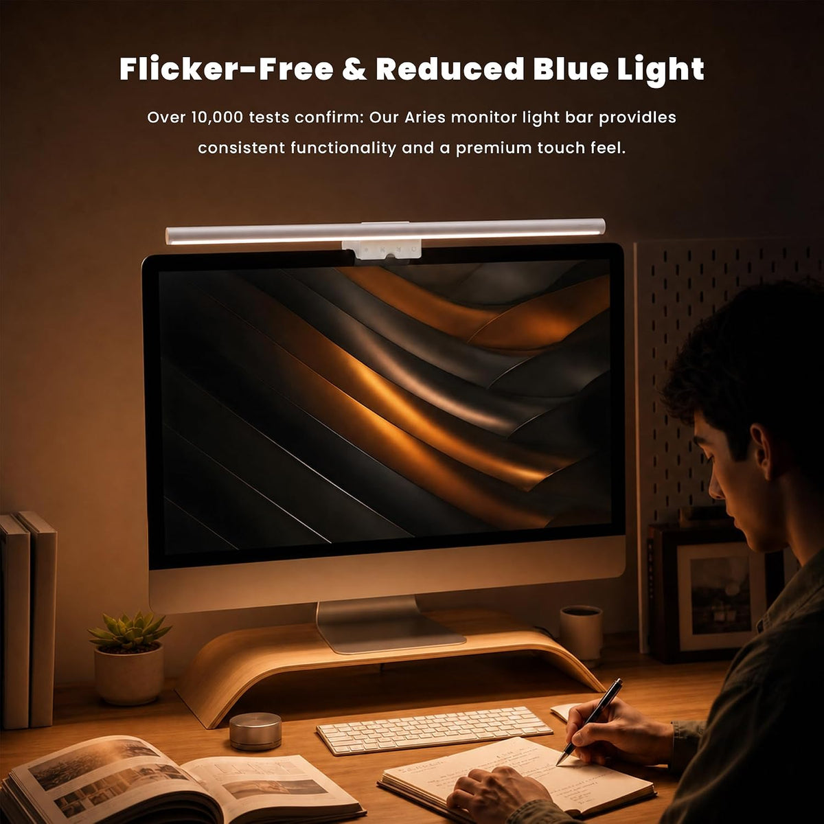 YEELIGHT Monitor Light Bar with Remote, Computer Monitor Lamp for Home Office Gaming, 250LM No Glare Eye-Care Screen Bar, Touch Control USB Desk Lamp with Stepless Dimming for Flat & Curved Monitor