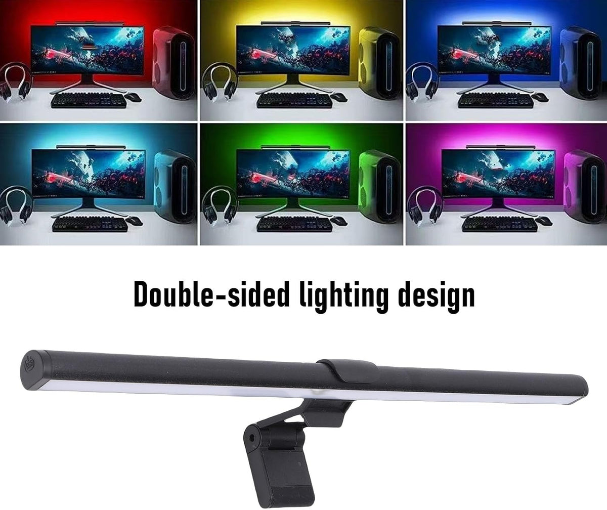 Zopsc Computer Monitor Lamp, RGB CCT Dual Sided Computer Screen Monitor Light Bar for Eye Caring, USB Reading LED Task Lamp with 3 Color Temperature, No Glare Work Desk Light