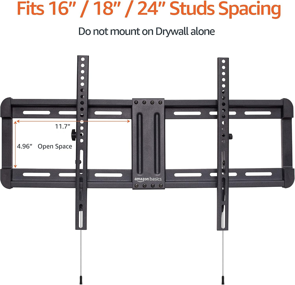 Amazon Basics Tilting TV Wall Mount with Horizontal Post Installation Leveling for 37" to 86" TVs, Wood Studs Compatible, Black