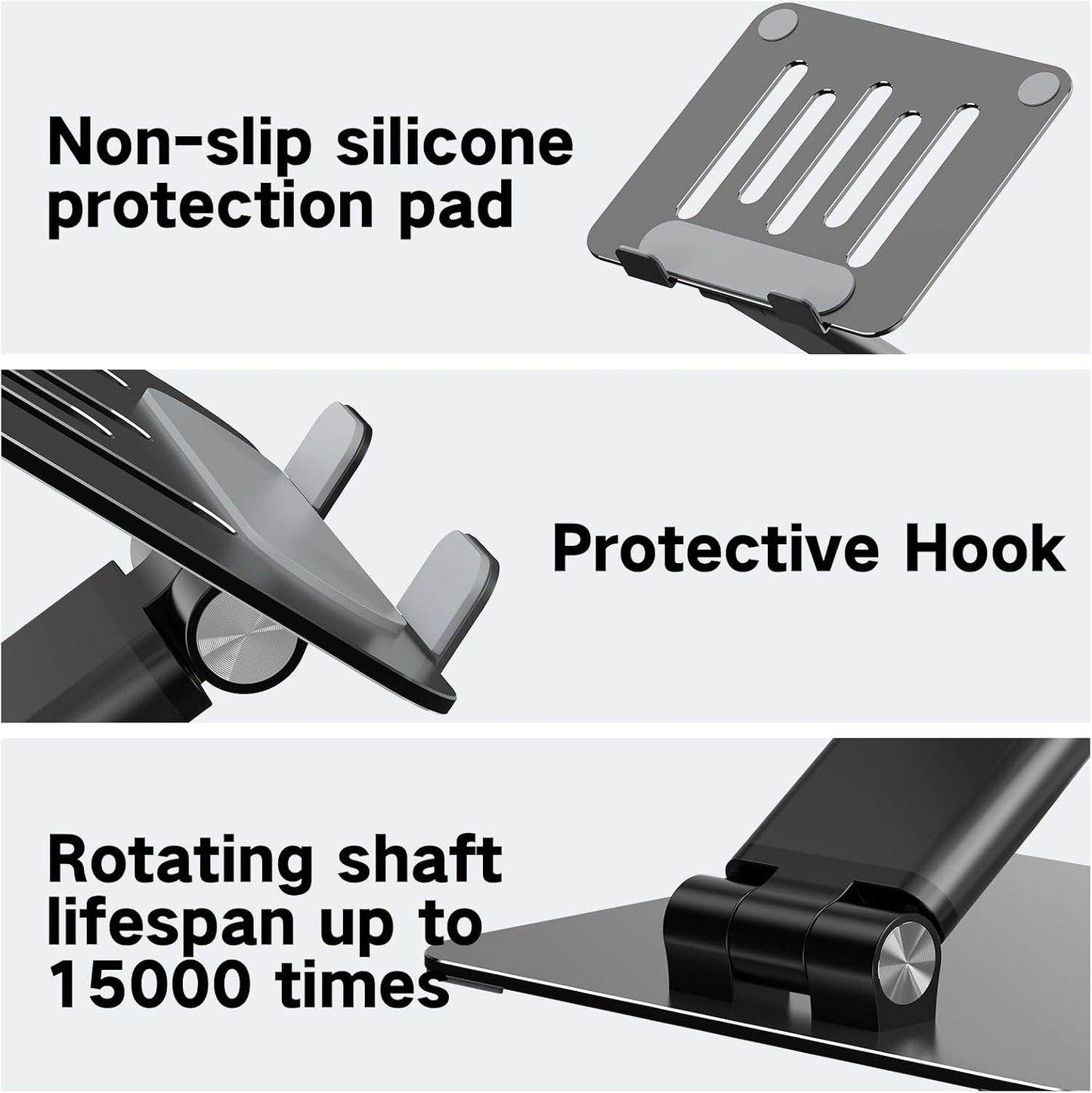 Tonmom Adjustable Laptop Stand for Desk, Metal Foldable Laptop Riser | Portable Laptop Holder, Ventilated Cooling Computer Notebook Stand Compatible with 10-17.3” Laptops