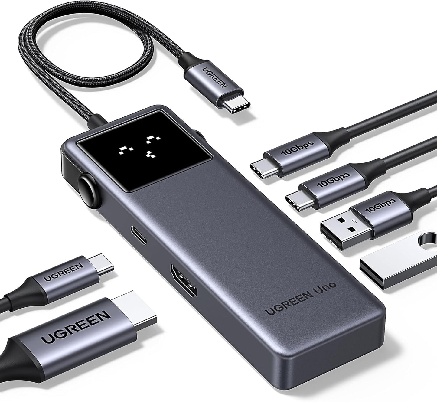 UGREEN Uno 6 in 1 USB-C Hub with 10Gbps USB-C & USB-A Data Ports 4K@60Hz HDMI for MacBook Neo/Pro/Air, iPad Pro, Surface, XPS, Thinkpad and More.
