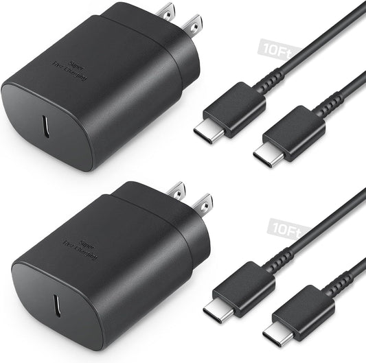 25W Long Type C Charger Fast Charging 10 ft USB C Fast Charger | for Galaxy S26/S25 Ultra/S25/S25+/S24 Ultra/S24/S24+/S23/S22 Ultra with Android Chargers Cord 10 Foot