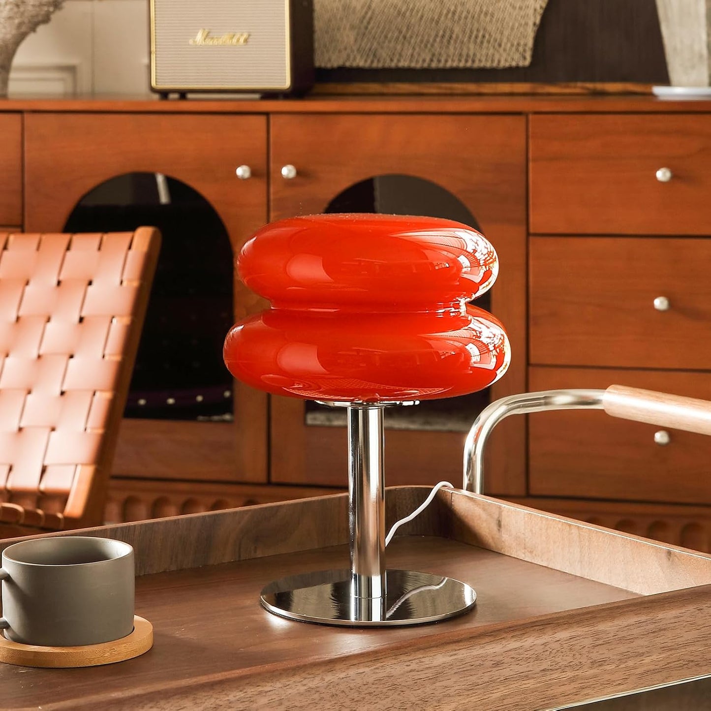 Glivpny Mushroom Table Lamp, Mid Century Modern Decor Lamp(Orange) | Cool Desk Lamps for Bedroom,Vintage Dimmable Bedside Small Cute Lamps, House Warming Gifts New Home Decor