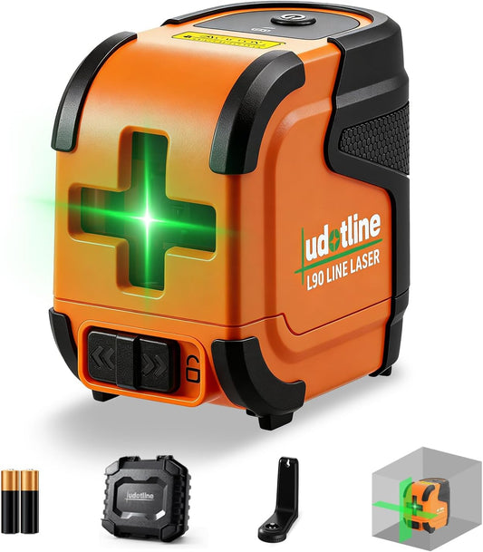 Pocket Cross-line lasers level Green L90 lazer leveler tools | Compact and Durable, Self-Leveling with Pendulum Lock, Withstands 4-FT Drops, Ideal for Picture Hanging, Cabinets, Tile, DIY