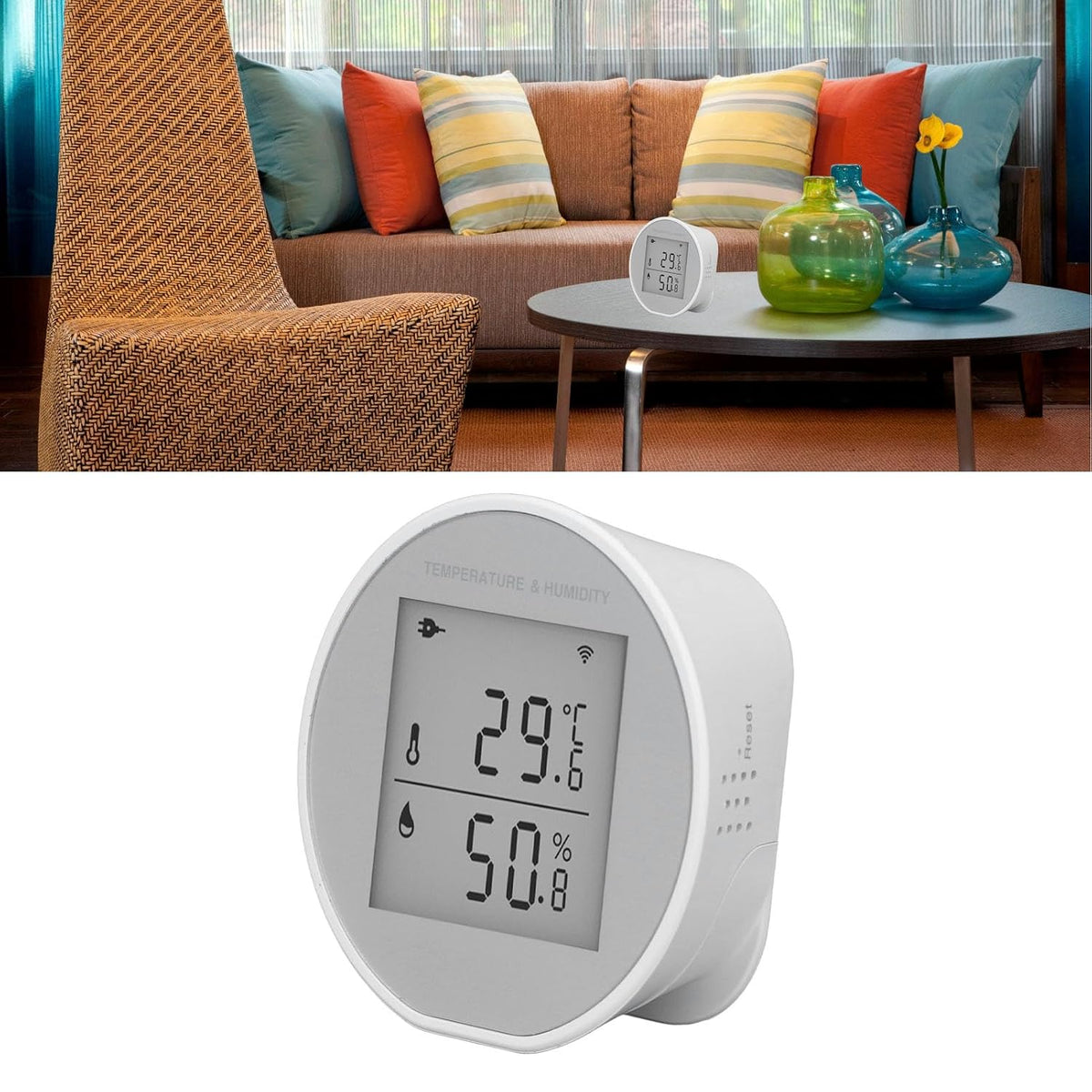 Indoor Temperature Humidity Sensor, Smart Room Digital Hygrometer with Clear Screen, Remote Monitoring for Greenhouse Incubator Garage, Low Voltage Alert and Scheduled Reporting