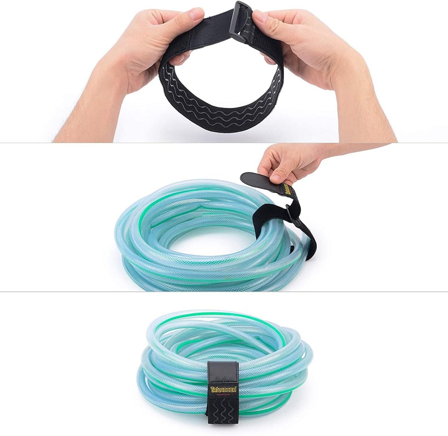 Trilancer Elastic Cinch Straps with Anti-Slip Strips, 2" x 18"(8 Pack) Hook and Loop Storage Strap with Buckle, Bundling Straps for Extension Cords, Cables, Ropes, Hoses, Bike, Boat, Pant Garters