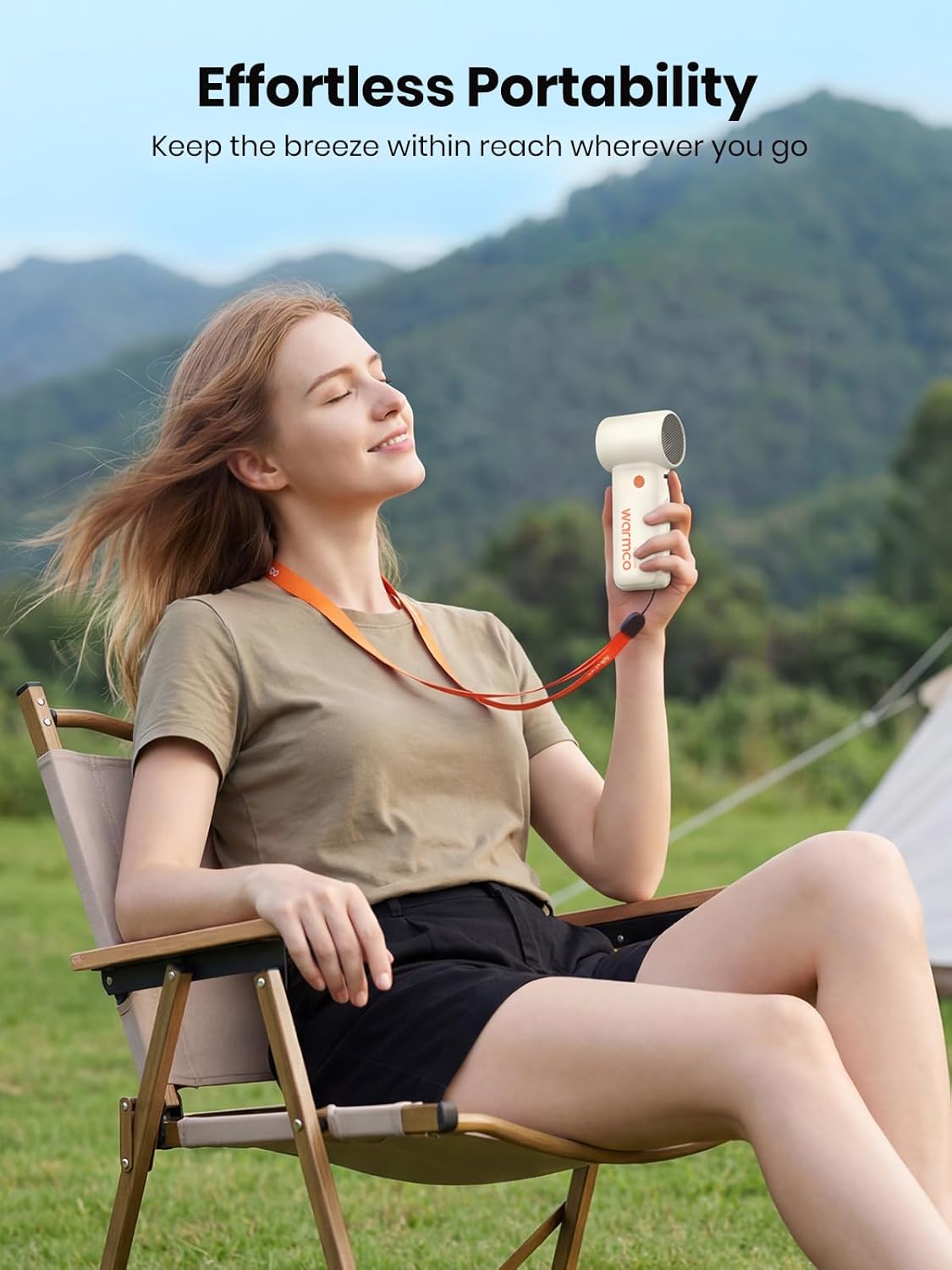 Warmco 10000mAh Portable Handheld Fan, [36H Long Runtime] USB Rechargeable Personal Mini Turbo Fan With 5 Speeds & LED Display for Travel Outdoor, Gift for Men and Women White