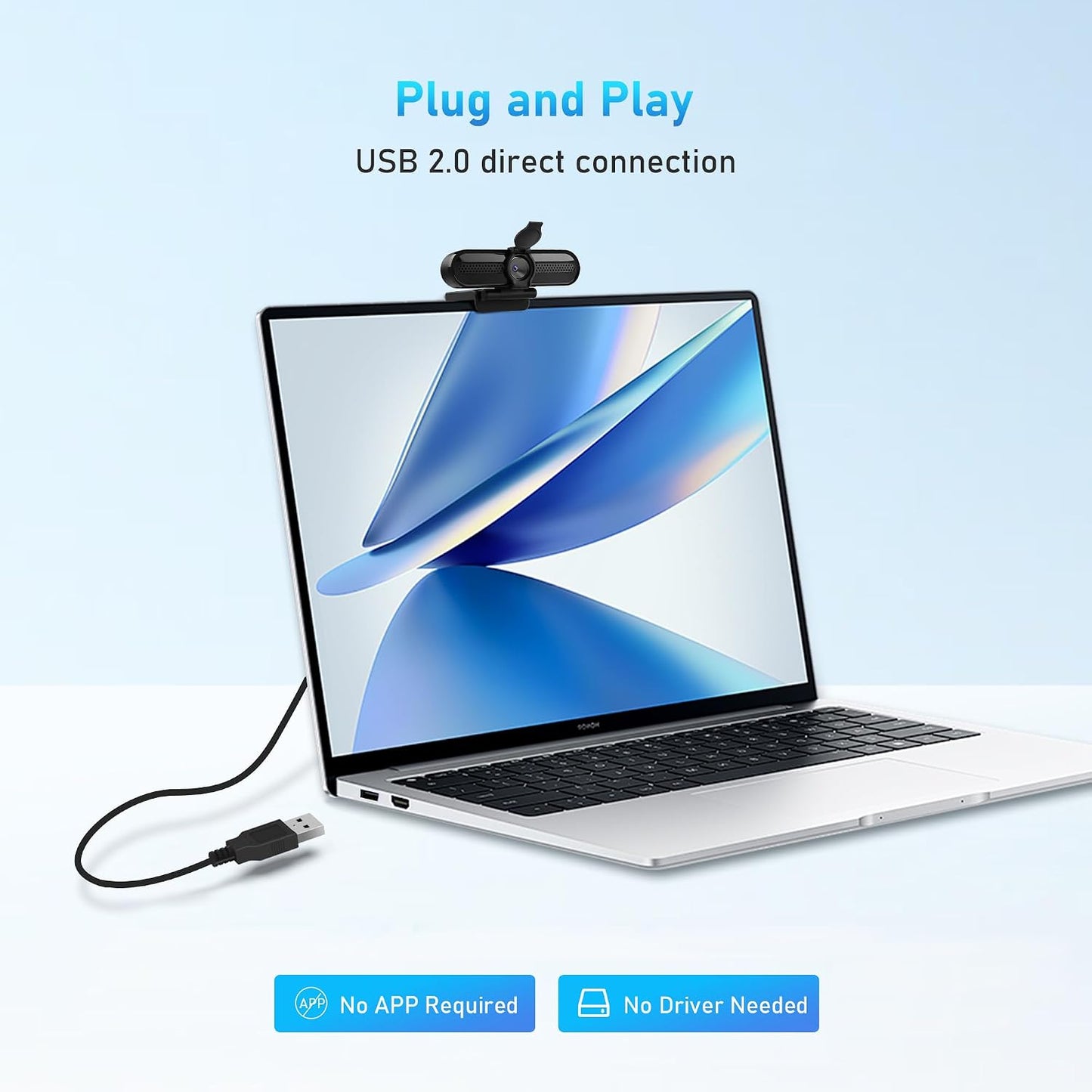 2K Webcam with Microphone, 78°FOV FHD PC Camera with 2K/30fps, Privacy Cover, Plug & Play USB Web Cam, Autofocus, 1080P/60fps External Webcam for PC, Computer Web Camera for Laptop, Mac, Zoom
