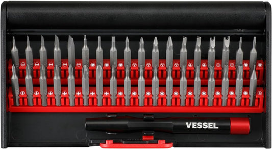Vessel 9836 Precision Replacement Screwdriver Bit Set of 36 Clocks, Glasses, Camera, Smartphone, Tablet, Game Console, Pin Removal