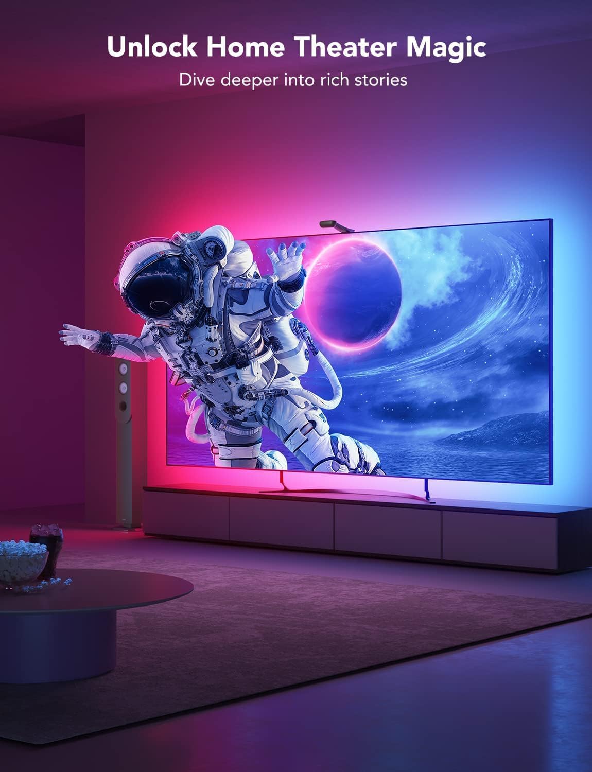 Govee Envisual TV LED Backlight T2 with Dual Cameras, 11.8ft RGBIC Wi-Fi LED Strip Lights for 55-65 inch TVs, Double Strip Light Beads, for Home Decorations, Smart App Control, Music Sync