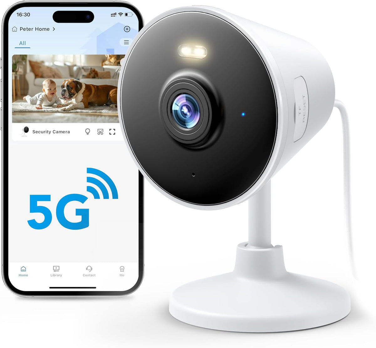 [5G & 2.4G] Indoor/Outdoor Security Camera for Home, Baby/Elder/Dog/Pet Camera with Phone App, Wi-Fi Camera w/Spotlight, Color Night Vision, 2-Way Audio, 24/7, SD/Cloud Storage, Work w/Alexa, 2Pack