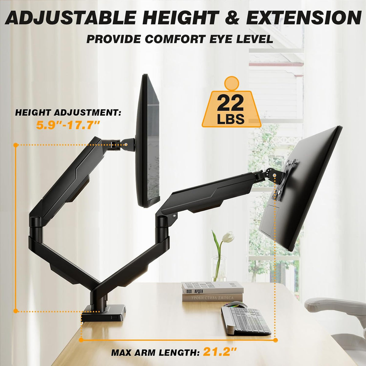 5Rcom Dual Monitor Stand for 17-34 Inch Computer Screens