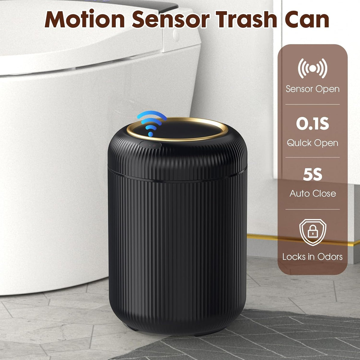Procade Touchless Trash Can Bathroom,Small Motion Sensor Trashcan with lid