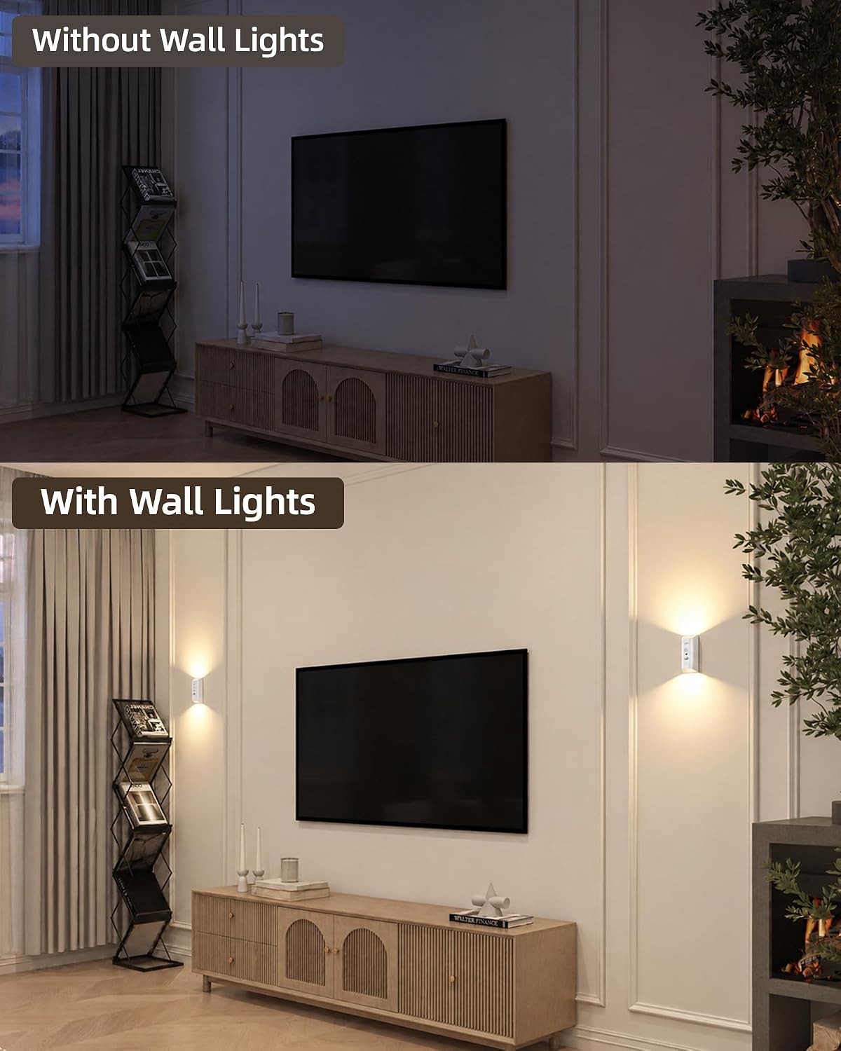 EZVALO Motion Sensor Wall Light with Remote Control, Wireless Wall Lamp, 3 Color Temps, Dimmable, Magnetic, LED Indoor Rechargeable Wall Sconce, 4000mAh, for Hallway, Stair, Bedroom, Renters