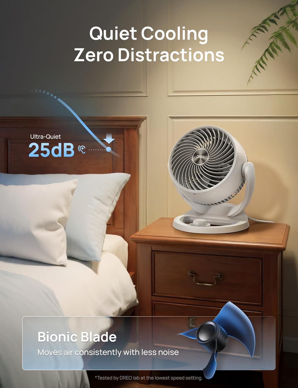 DREO Fan for Bedroom, 12 Inches, 70ft Powerful Airflow, 25db Quiet Table Air Circulator Fans for Dorm Room, 120° Adjustable Tilt, 3 Speeds, Desktop Fan for Home, Office, Kitchen