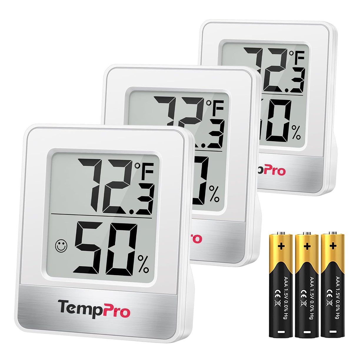 TempPro TP49 3 Pack Digital Hygrometer Indoor Thermometer
