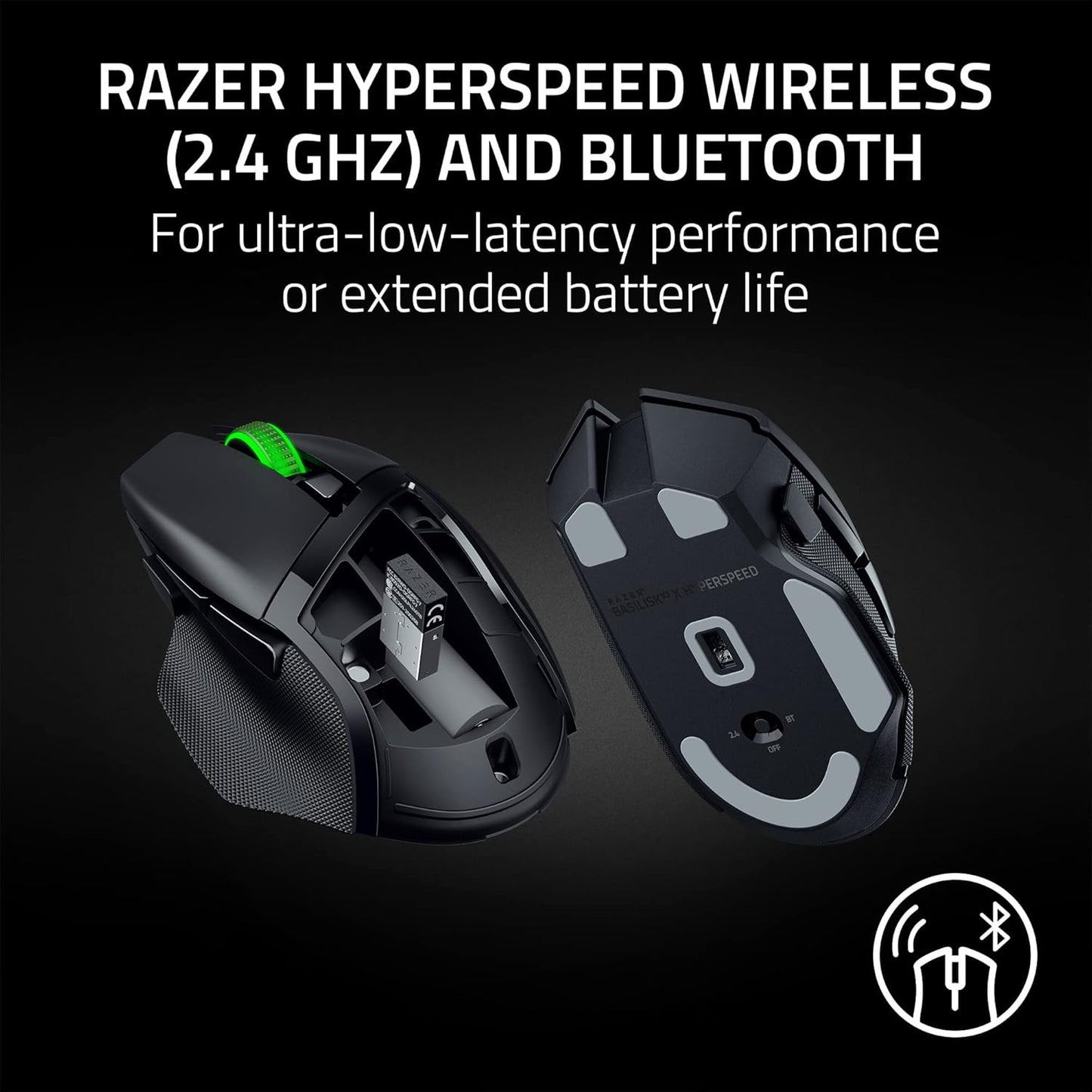 Razer Basilisk V3 X HyperSpeed Customizable Wireless Gaming Mouse, Black | Mechanical Switches Gen-2, 5G Advanced 18K Optical Sensor, Chroma RGB, 9 Programmable Controls, 285 Hr Battery