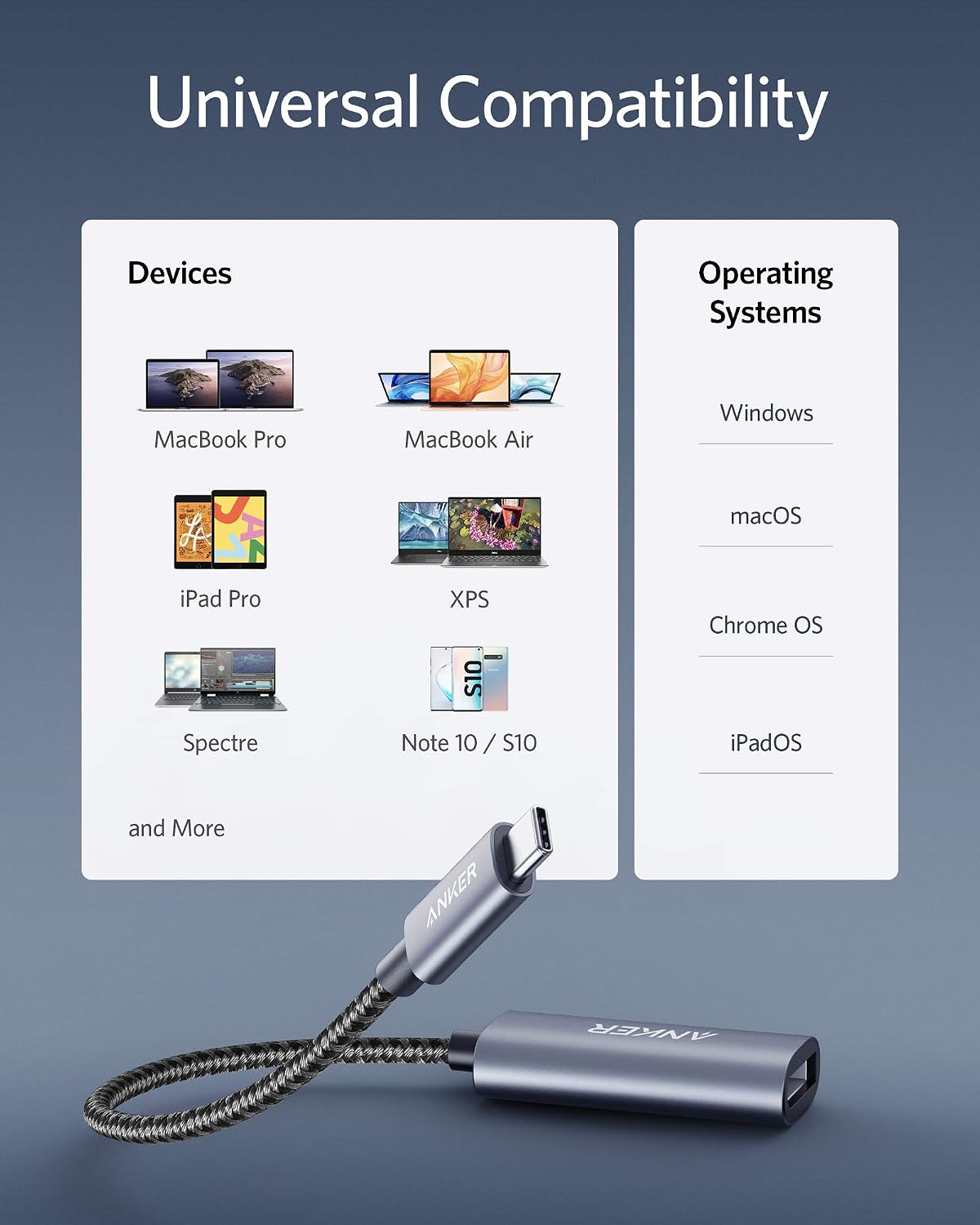 Anker USB-C to DisplayPort Adapter, Mirror or Extend up to 4K@60Hz Adapter | Aluminum, Portable, Connect to DisplayPort monitor, for MacBook Pro/Air, iPad Pro, XPS 15/13, Spectre, Surface, and More