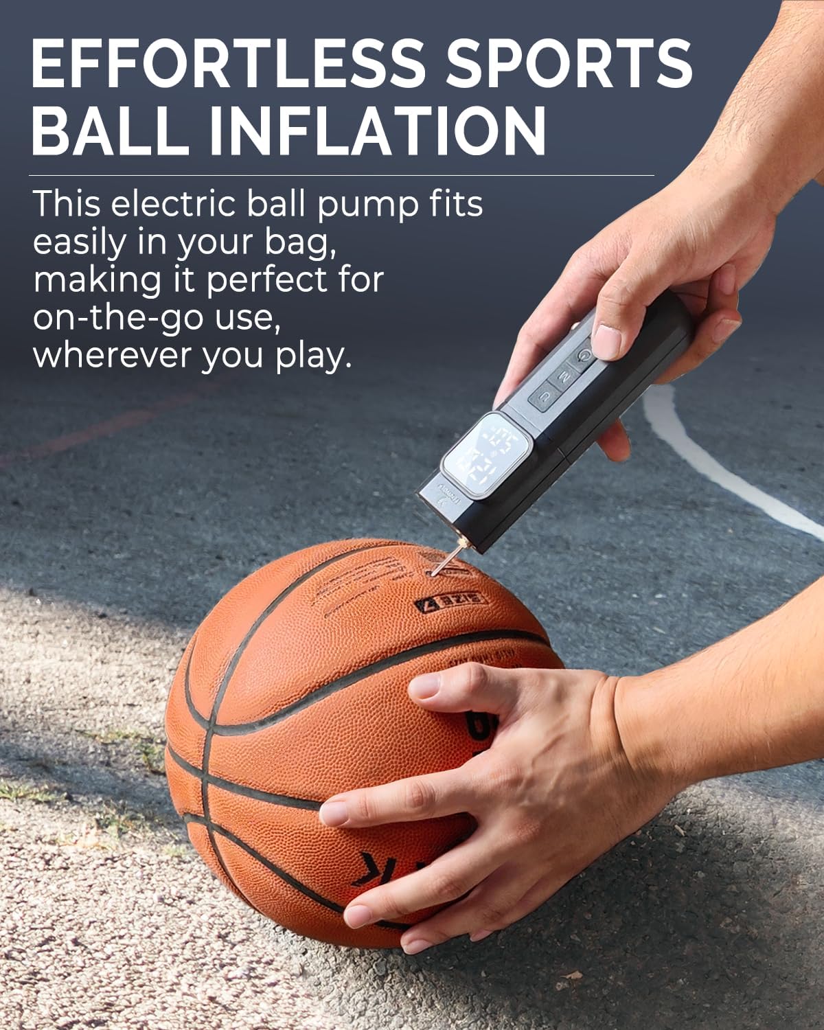 ETENWOLF P200 Electric Ball Pump 2000mAh Air Pump for Sports Balls | with Preset Gauge and Digital LCD Display, Fast Inflation & Deflation for Basketball Soccer Volleyball Football