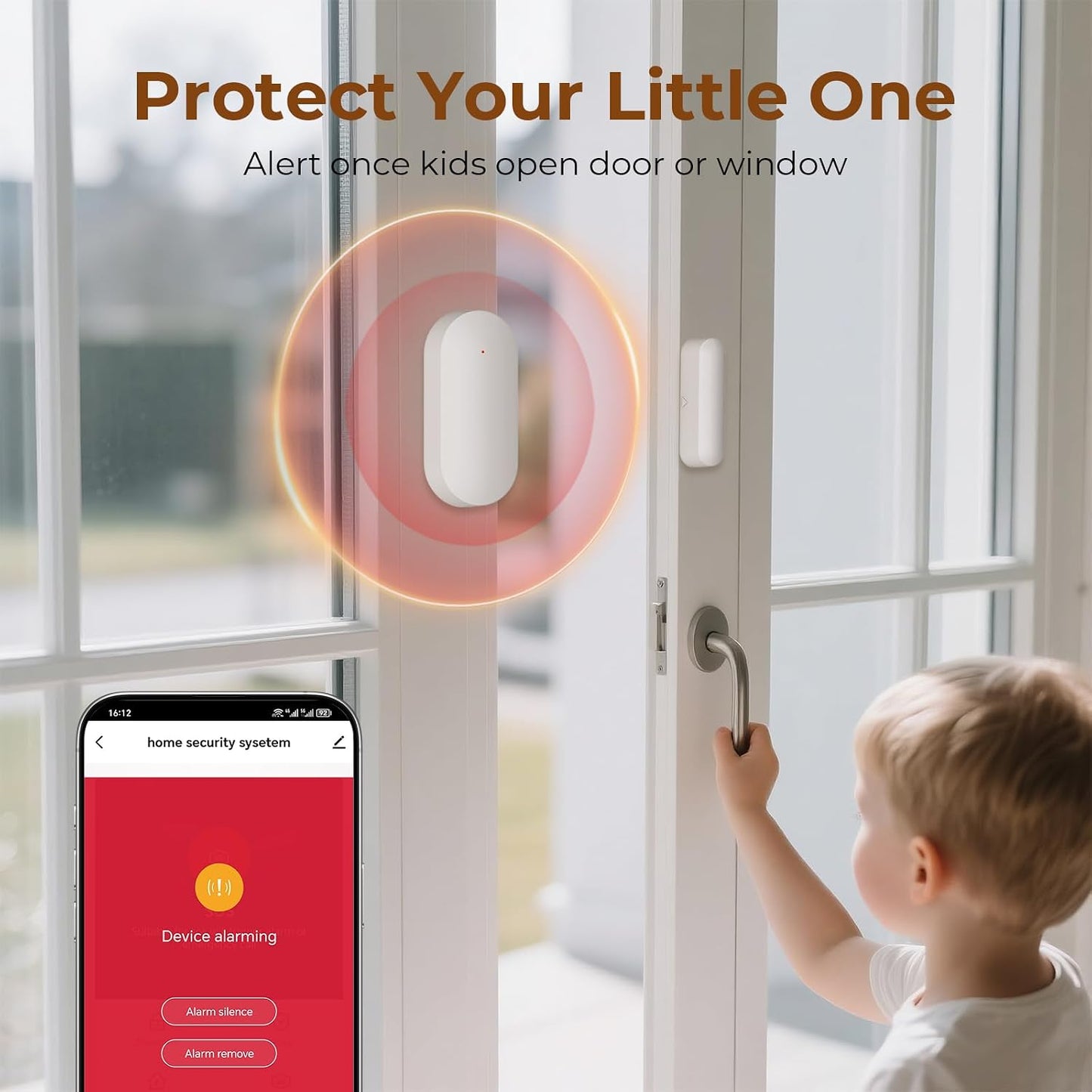 Wireless Door Window Sensor Alarm for Kids Safety, Door Sensors Replacements,Alarm Host/Siren Required（Wireless 433MHz Connection (4 Pack)