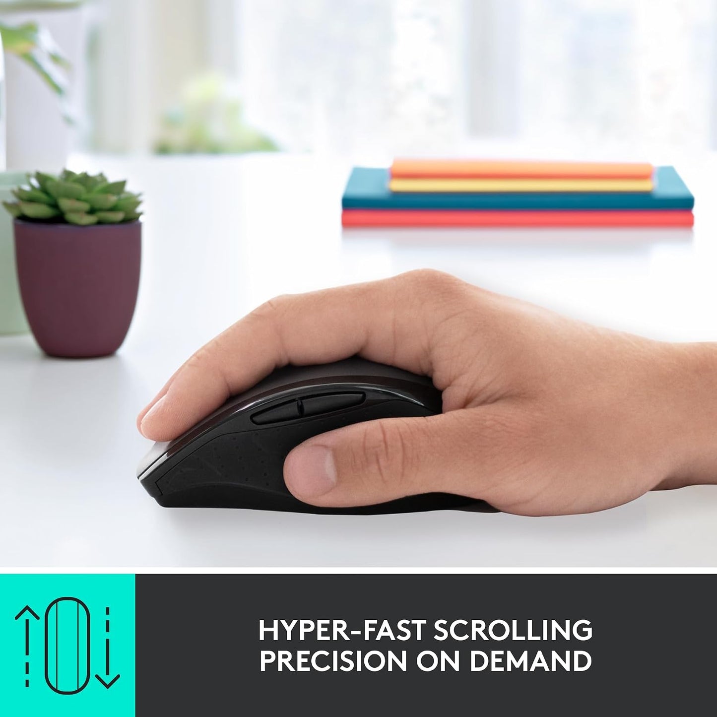 Logitech M705 Marathon Full Size 2.4 GHz Wireless Mouse - Black | Hyper-fast wheel, USB-A Nano Receiver, 5 customizable buttons, Windows Mac Linux compatible, certified for Chrome
