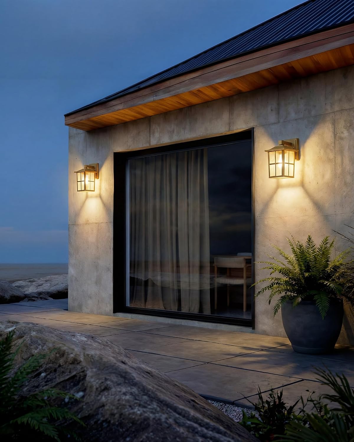 KDG Gold Outdoor Waterproof Modern Patio Wall Light Fixtures Set of 2