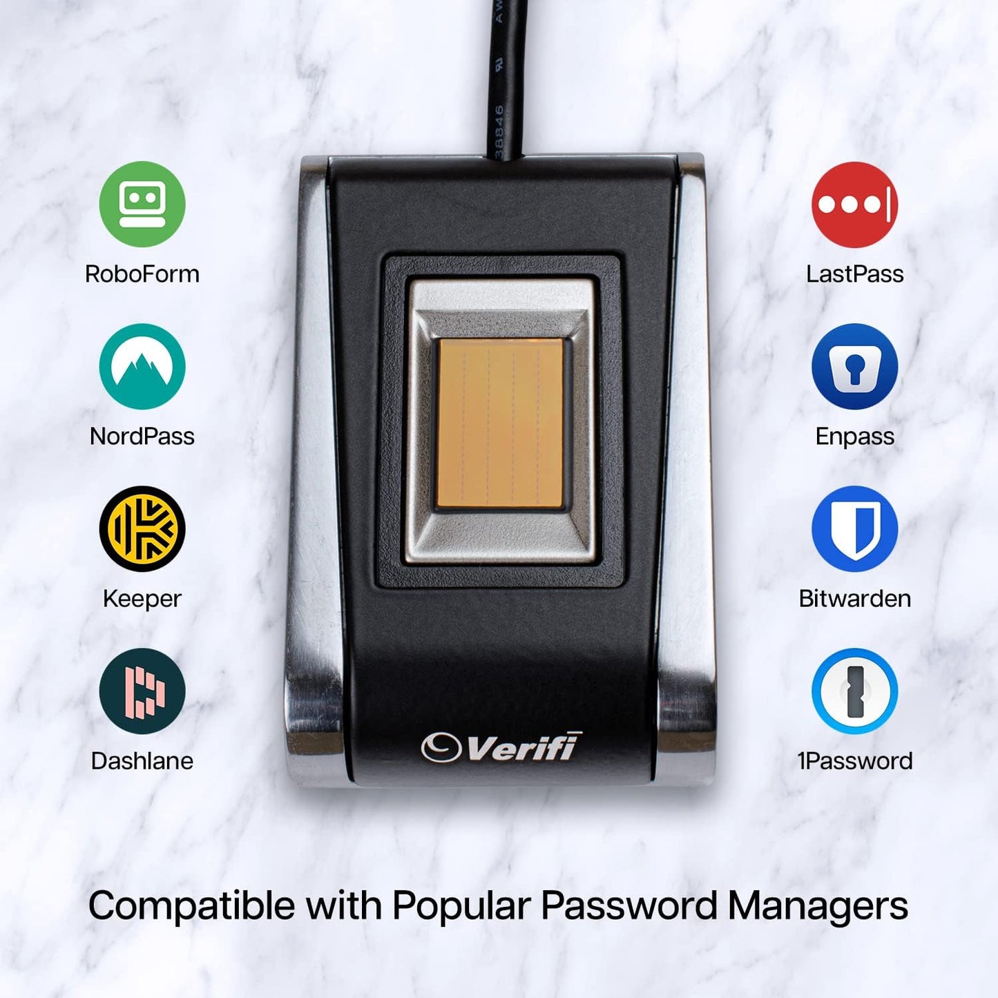 Verifi Smart P5150 Fingerprint Sensor, Windows Hello, Black/Silver Finish | PC Compatibility, USB Type A Connectivity, 4 X 3 X 2 Inches, 8 Ounces