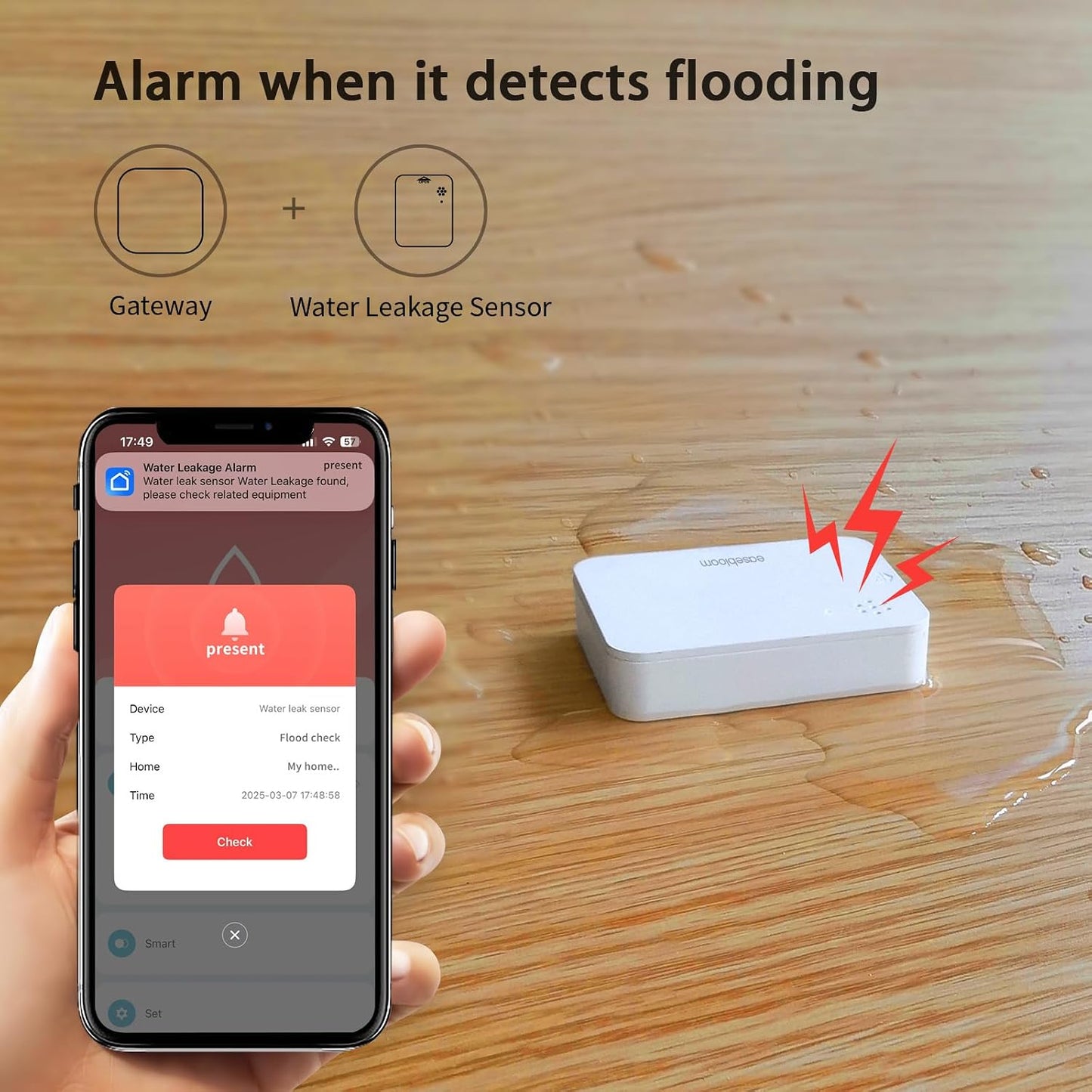 Water Leak Detector for Home 3 Packs | 90dB Siren & Instant App Alerts, Expandable to 128 Sensors, For Basement/Kitchen/Bathroom, Water Sensor Alarm Leak Detector