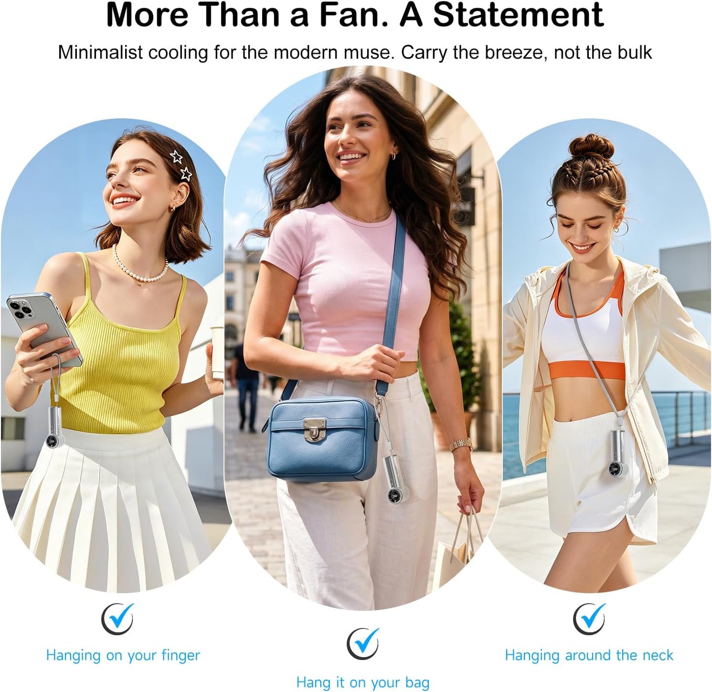 HandFan Portable Handheld Mini Fan, High Speed Personal Turbo Fan Rechargeable, 100 Speeds Adjustable Small Hand Fans, Trendy Stuff Purse Accessories for Outdoor Travel Concert Gift for Women(Silver)