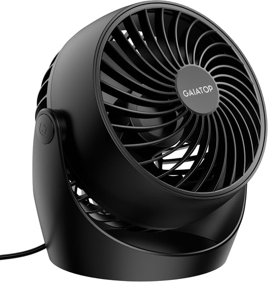 Gaiatop Desk Fan, 5-Inch Portable Electric Table Desktop Air Circulator Fan | Powerful with 3 Speed 360° Adjustable Tilt Compact Design For Cooling Home Room Bedroom Bathroom Kitchen Office